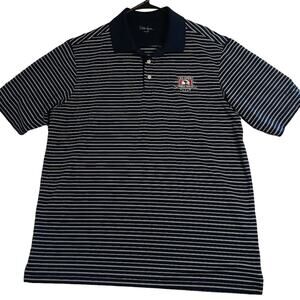 Walter Hagen Golf Polo Shirt L Navy Striped Pebble Beach 2010 Crest Embroidered